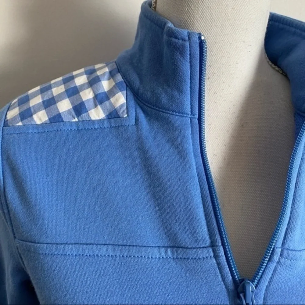 Vineyard Vines • Blue and White Plaid Shoulder Pullover - Picture 4 of 8